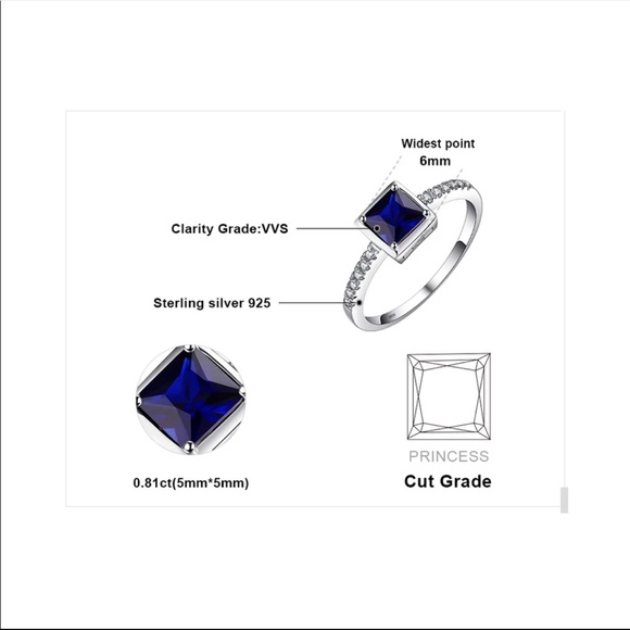 Sapphire and diamonds ring size 6 - Picture 3 of 6